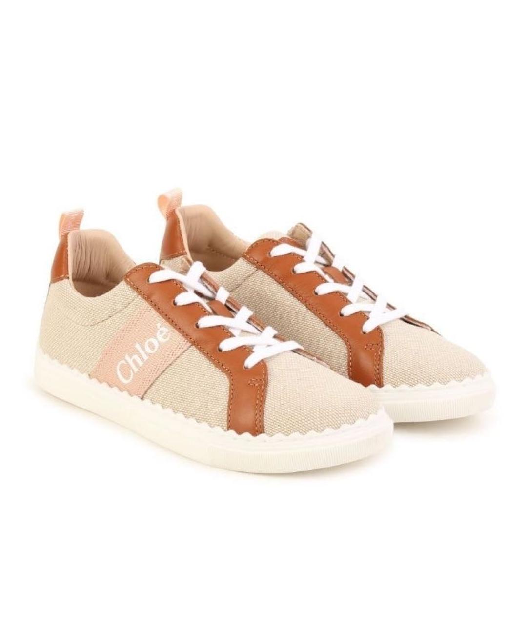 CHLOE Бежевые текстильные кеды, фото 2