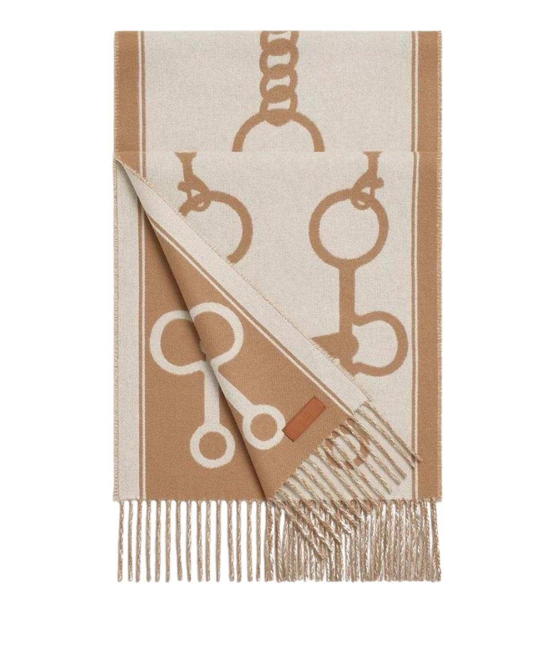 HERMES Бежевый кашемировый шарф, фото 1