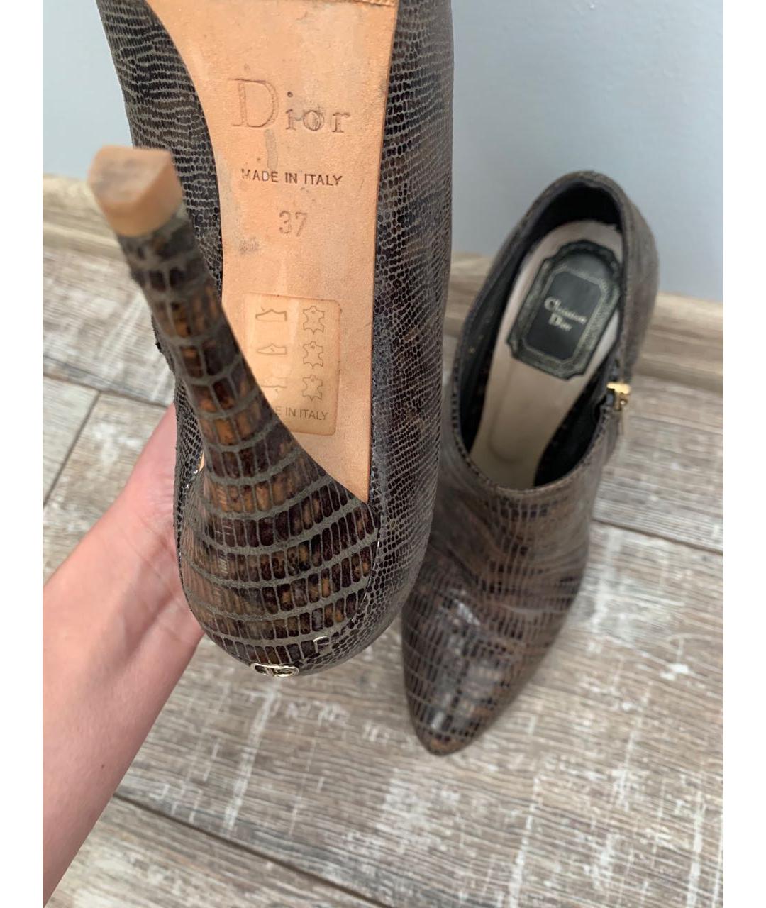 CHRISTIAN DIOR Коричневые кожаные ботильоны, фото 5