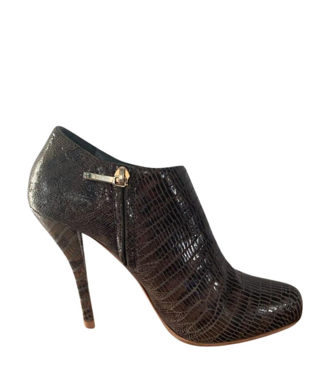 CHRISTIAN DIOR Коричневые кожаные ботильоны, фото 1