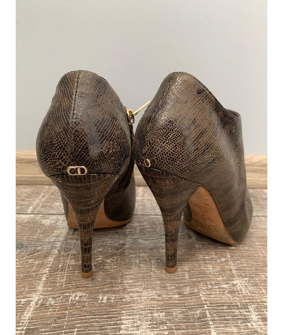 CHRISTIAN DIOR Коричневые кожаные ботильоны, фото 4