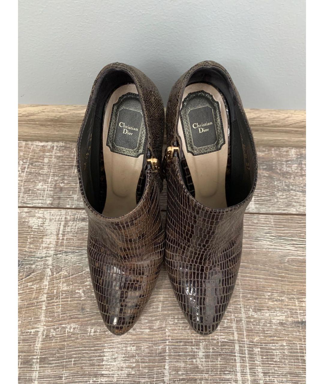 CHRISTIAN DIOR Коричневые кожаные ботильоны, фото 2