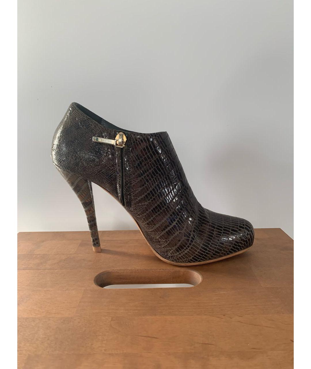 CHRISTIAN DIOR Коричневые кожаные ботильоны, фото 7