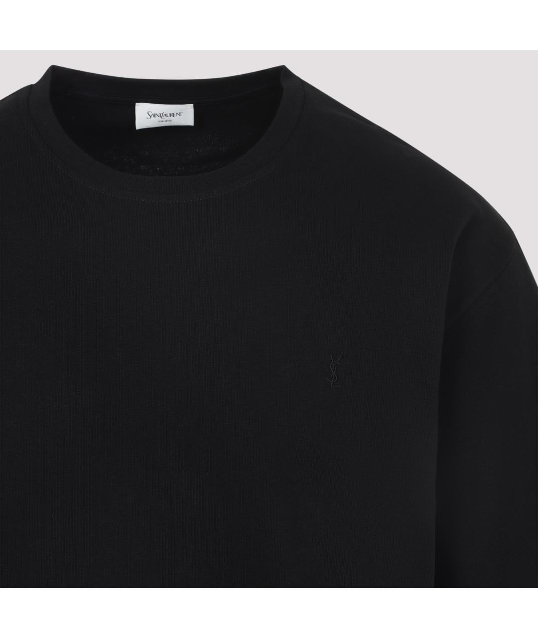 SAINT LAURENT Черная хлопковая футболка, фото 4