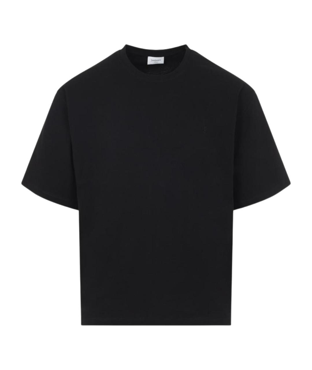 SAINT LAURENT Черная хлопковая футболка, фото 1