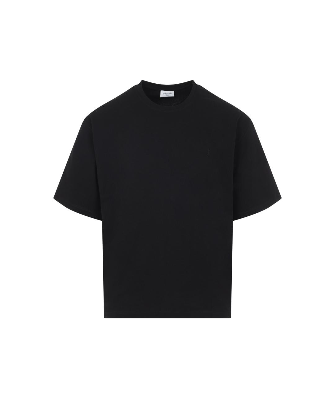 SAINT LAURENT Черная хлопковая футболка, фото 1