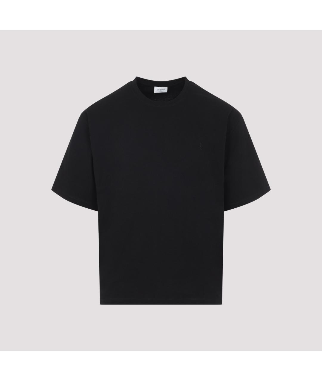 SAINT LAURENT Черная хлопковая футболка, фото 2