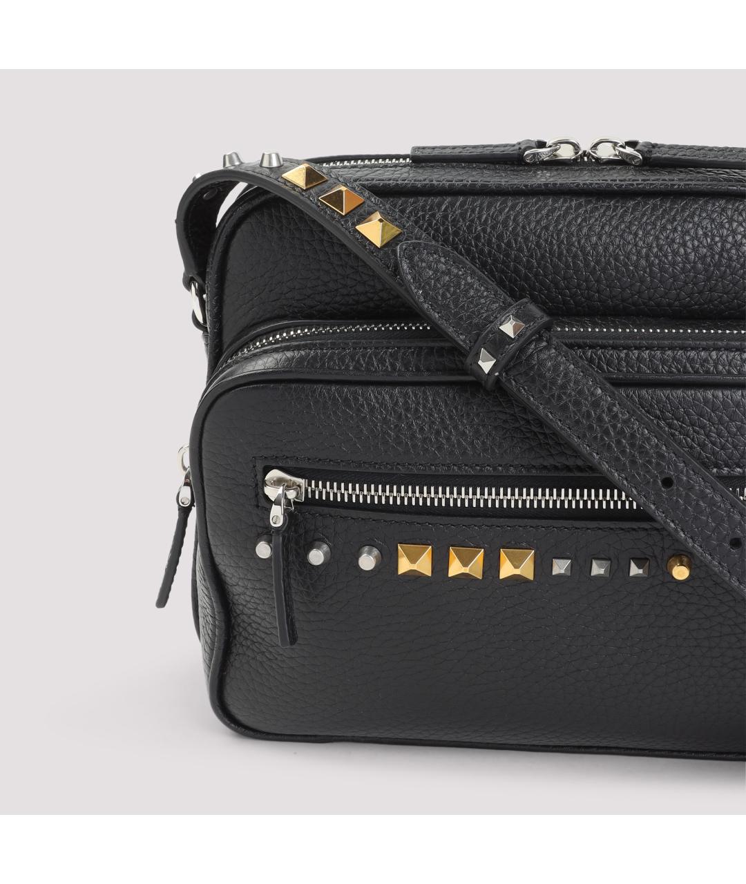 VALENTINO Черная кожаная сумка на плечо, фото 4