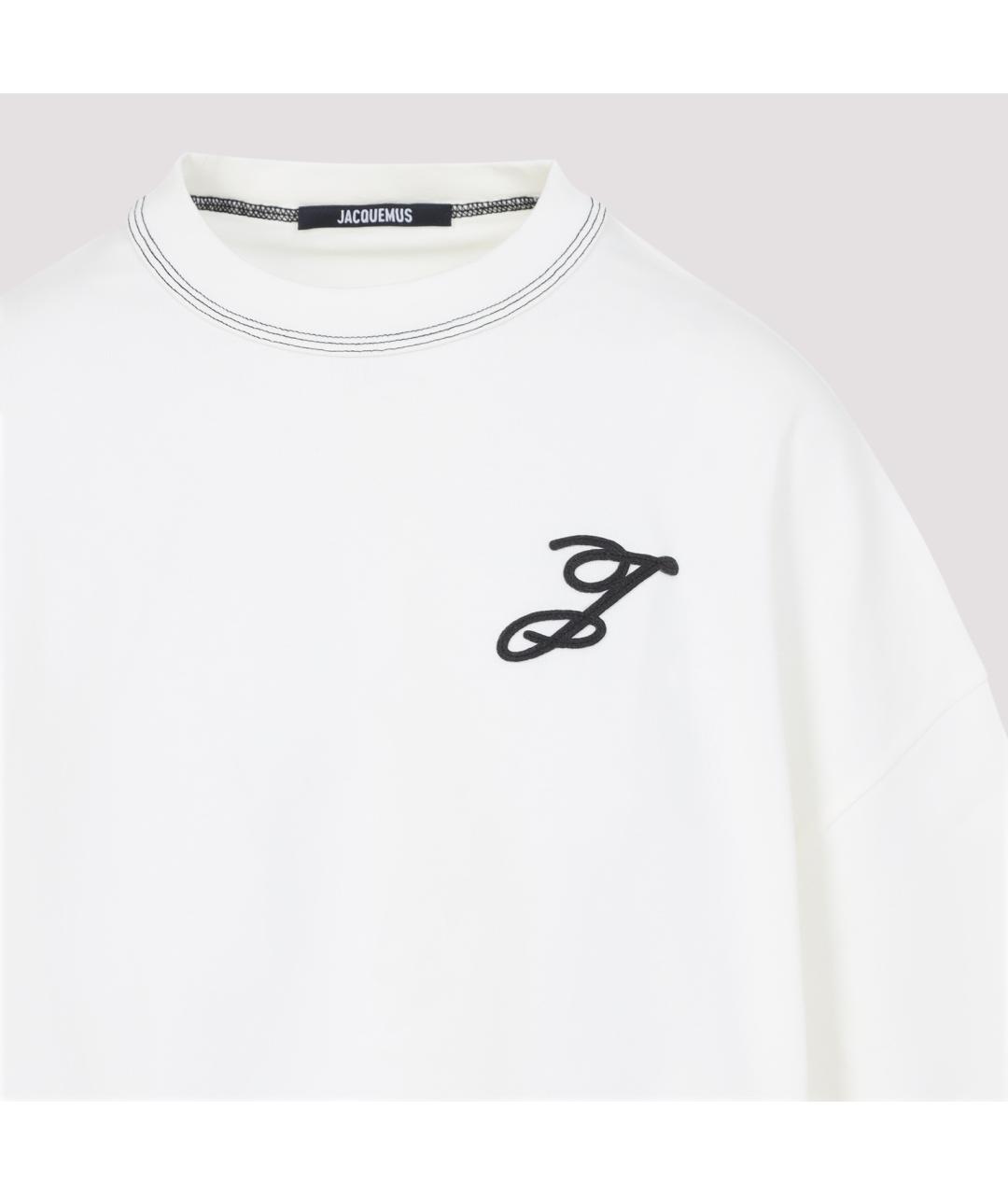 JACQUEMUS Белая хлопковая футболка, фото 4