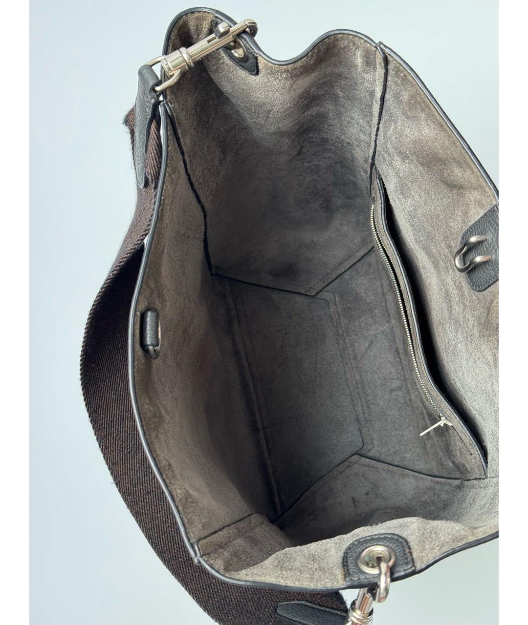 CELINE Антрацитовая кожаная сумка через плечо, фото 4