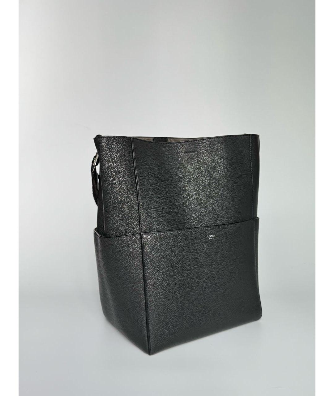 CELINE Антрацитовая кожаная сумка через плечо, фото 2