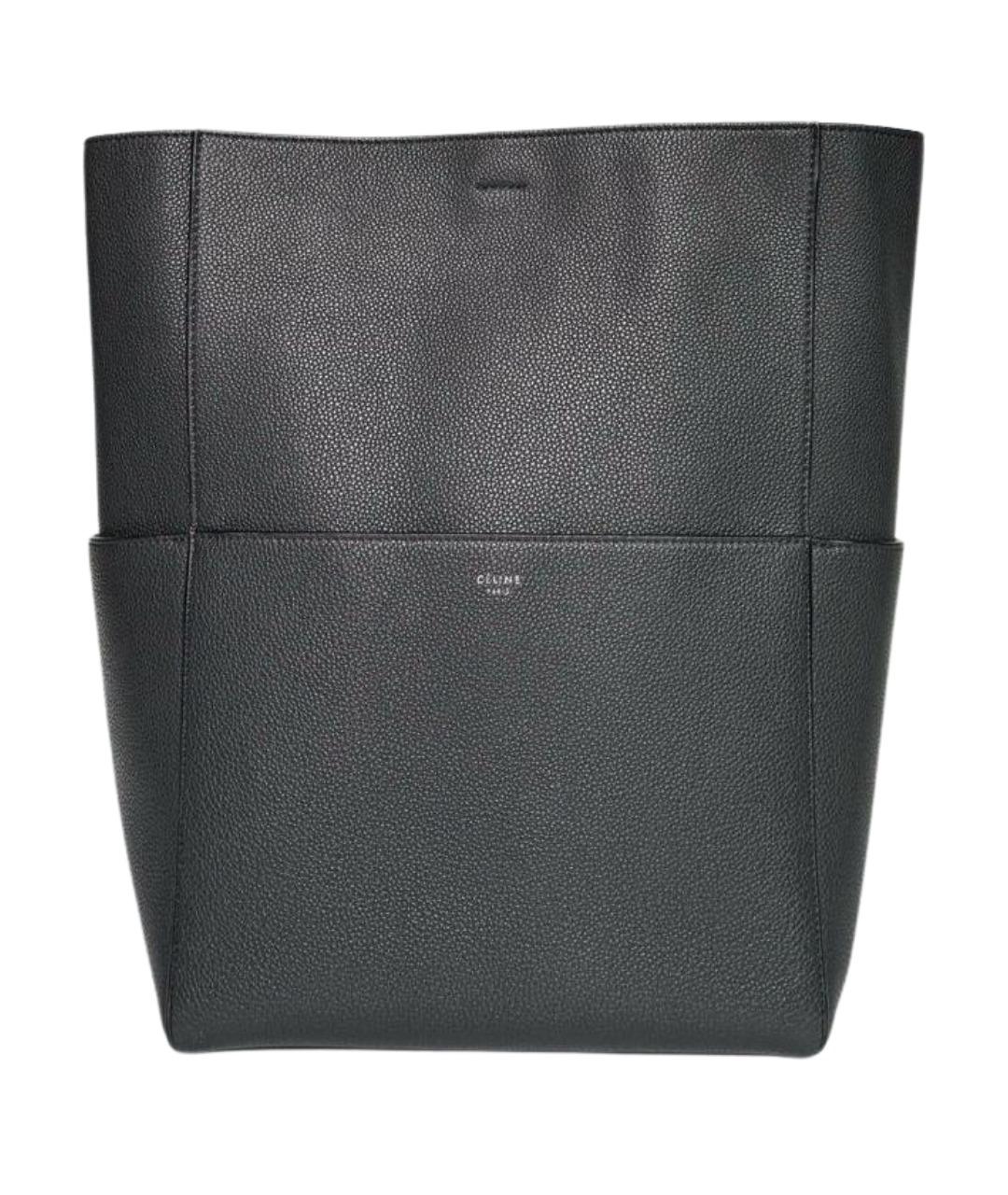 CELINE Антрацитовая кожаная сумка через плечо, фото 1