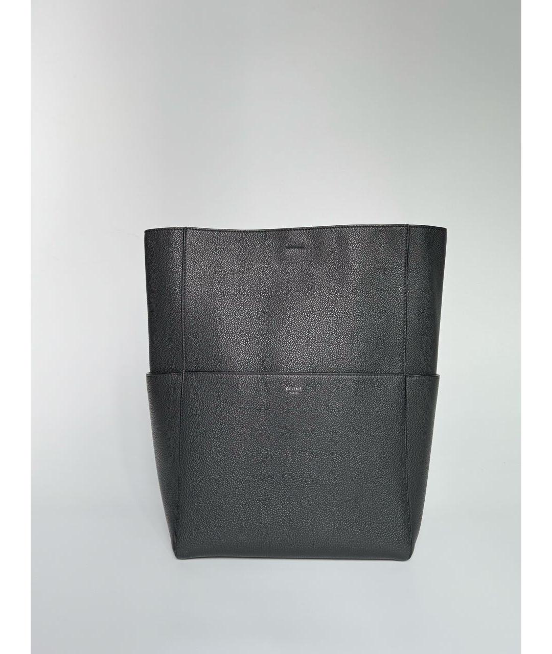 CELINE Антрацитовая кожаная сумка через плечо, фото 9