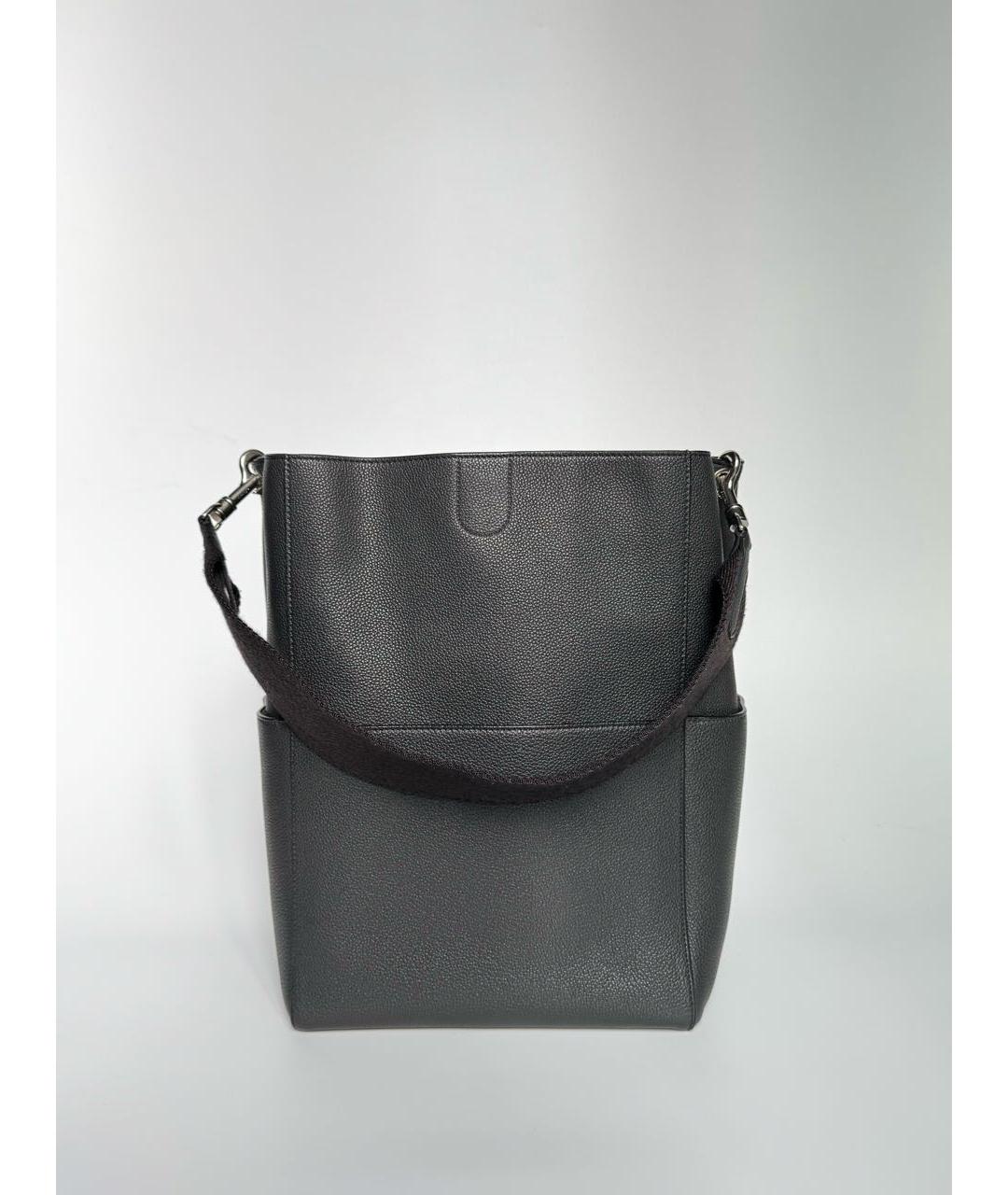 CELINE Антрацитовая кожаная сумка через плечо, фото 3