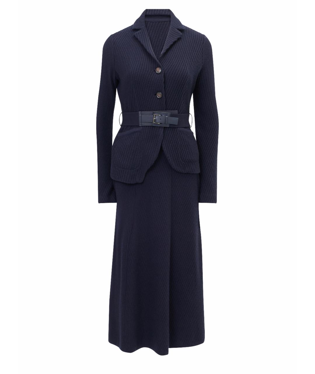 LORO PIANA Синий кашемировый костюм с юбками, фото 1