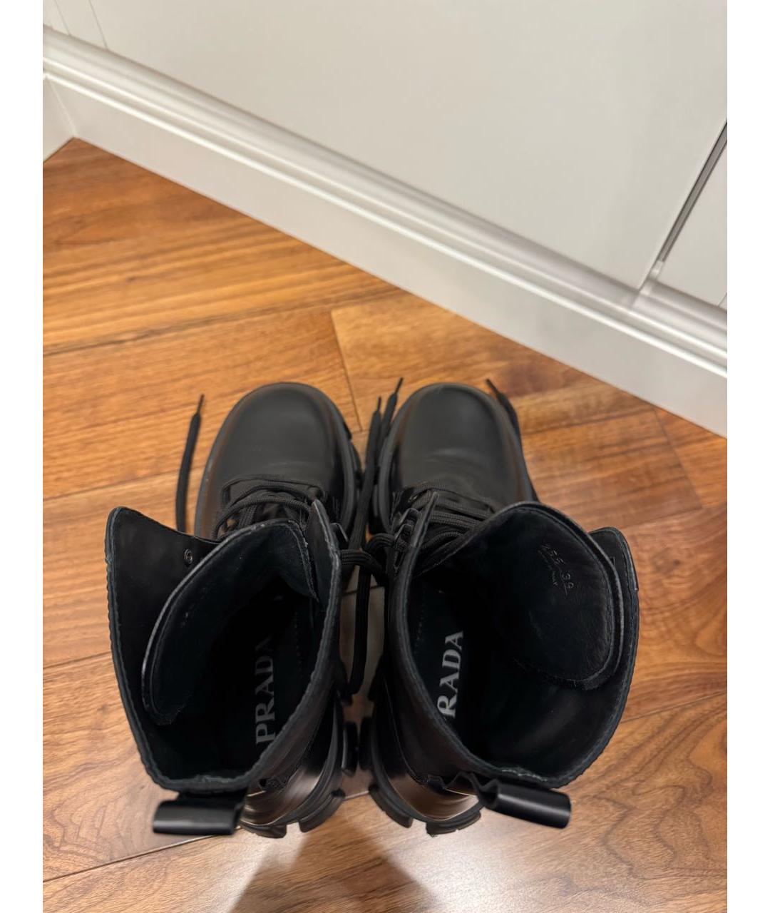PRADA Черные кожаные ботинки, фото 4