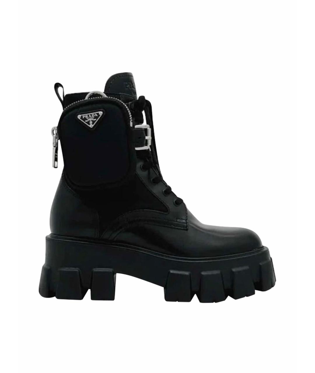 PRADA Черные кожаные ботинки, фото 1