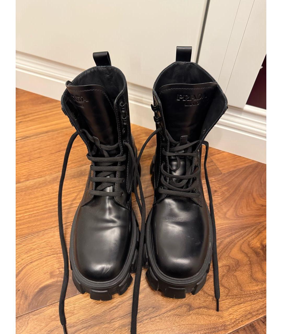 PRADA Черные кожаные ботинки, фото 3