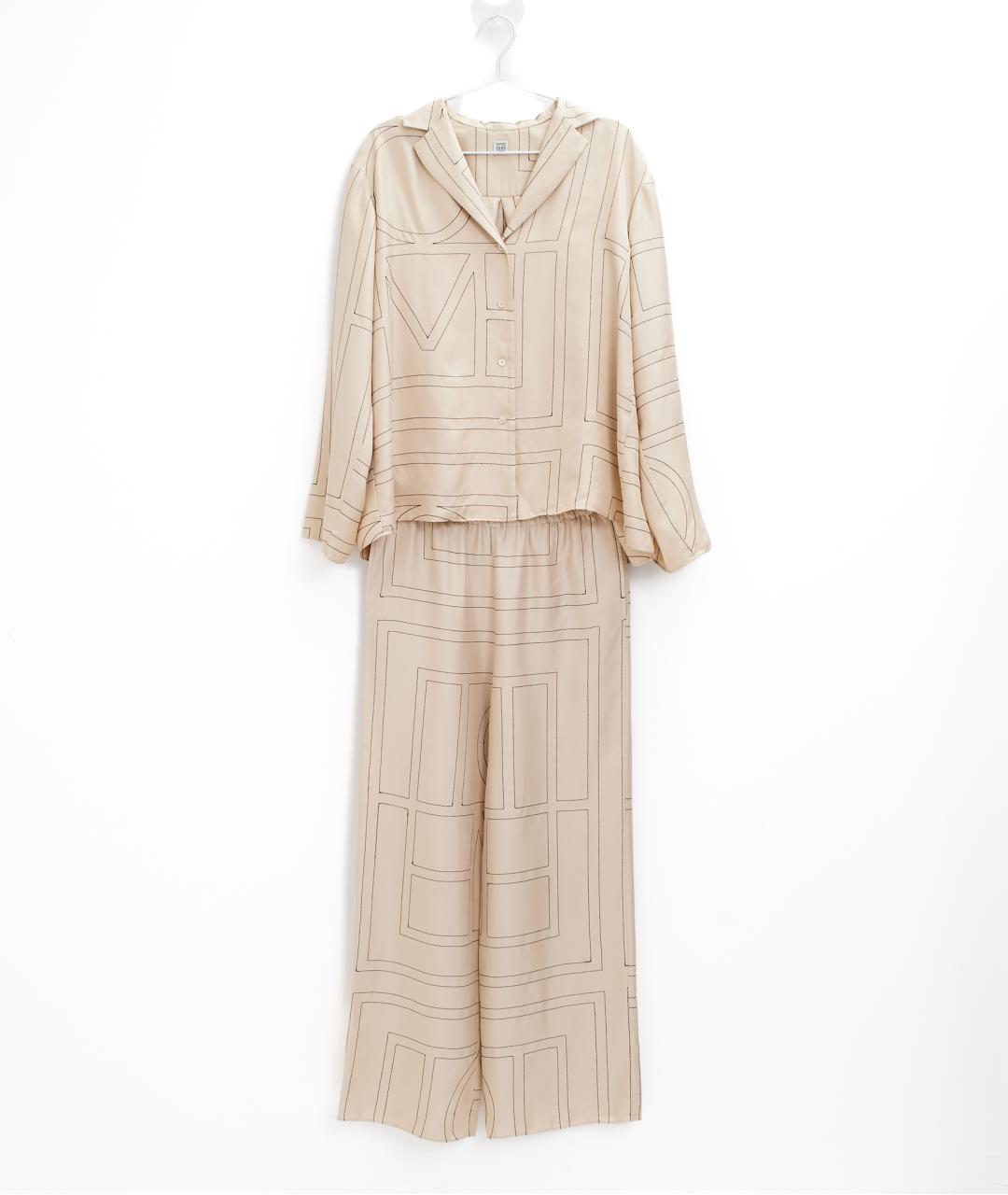 TOTEME Бежевый шелковый костюм с брюками, фото 6