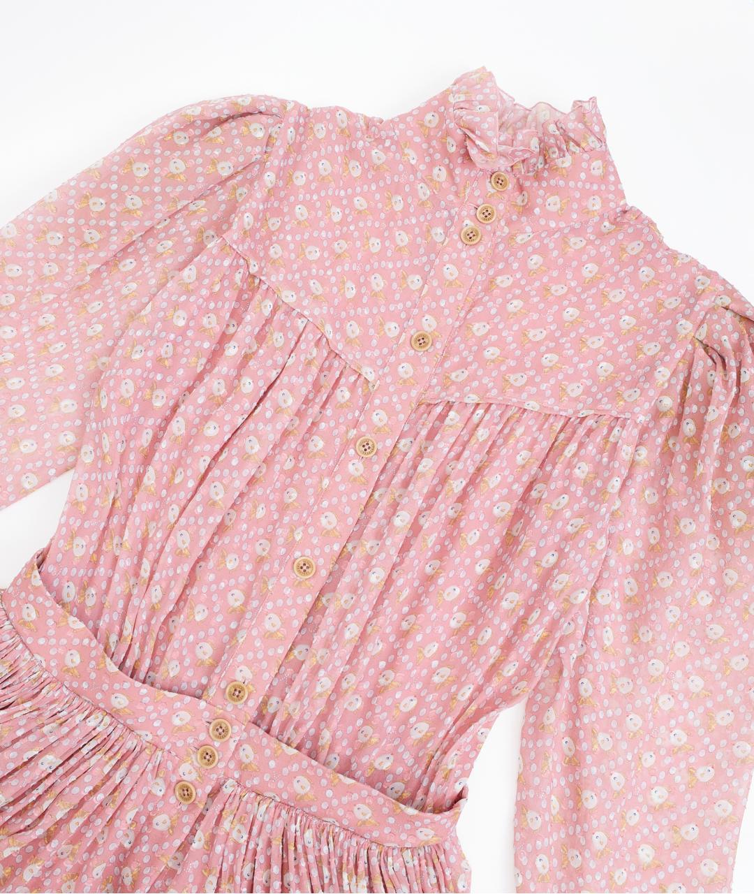 ULYANA SERGEENKO Розовое шелковое повседневное платье, фото 3