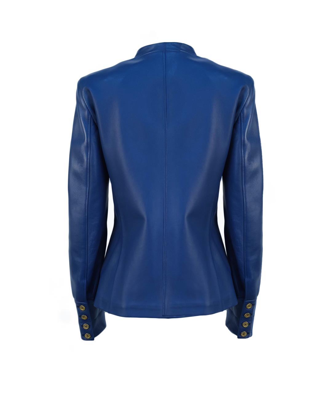 SAINT LAURENT Синяя кожаная куртка, фото 2