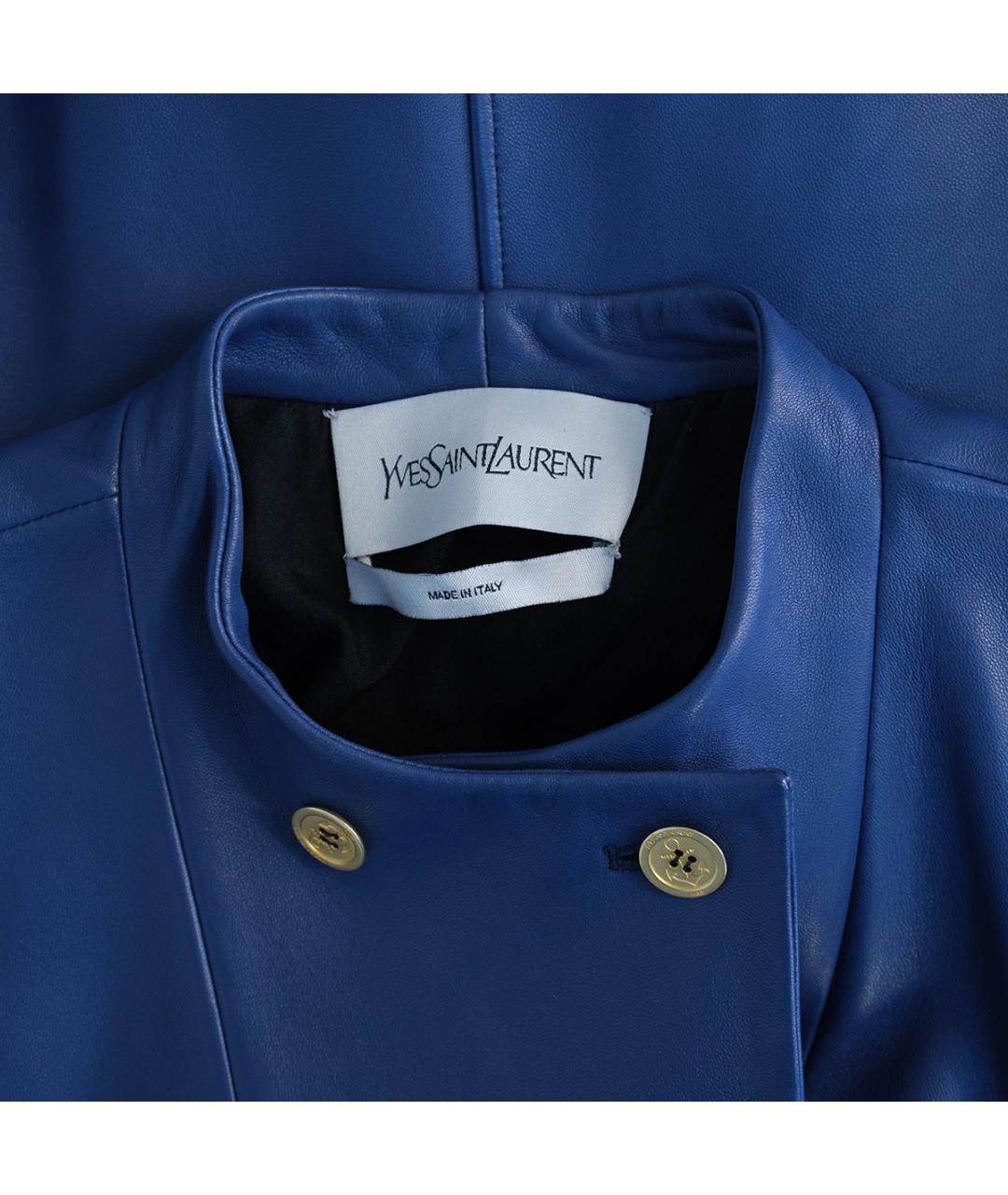 SAINT LAURENT Синяя кожаная куртка, фото 3