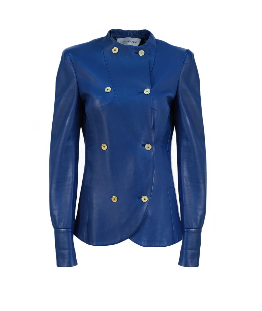SAINT LAURENT Синяя кожаная куртка, фото 6