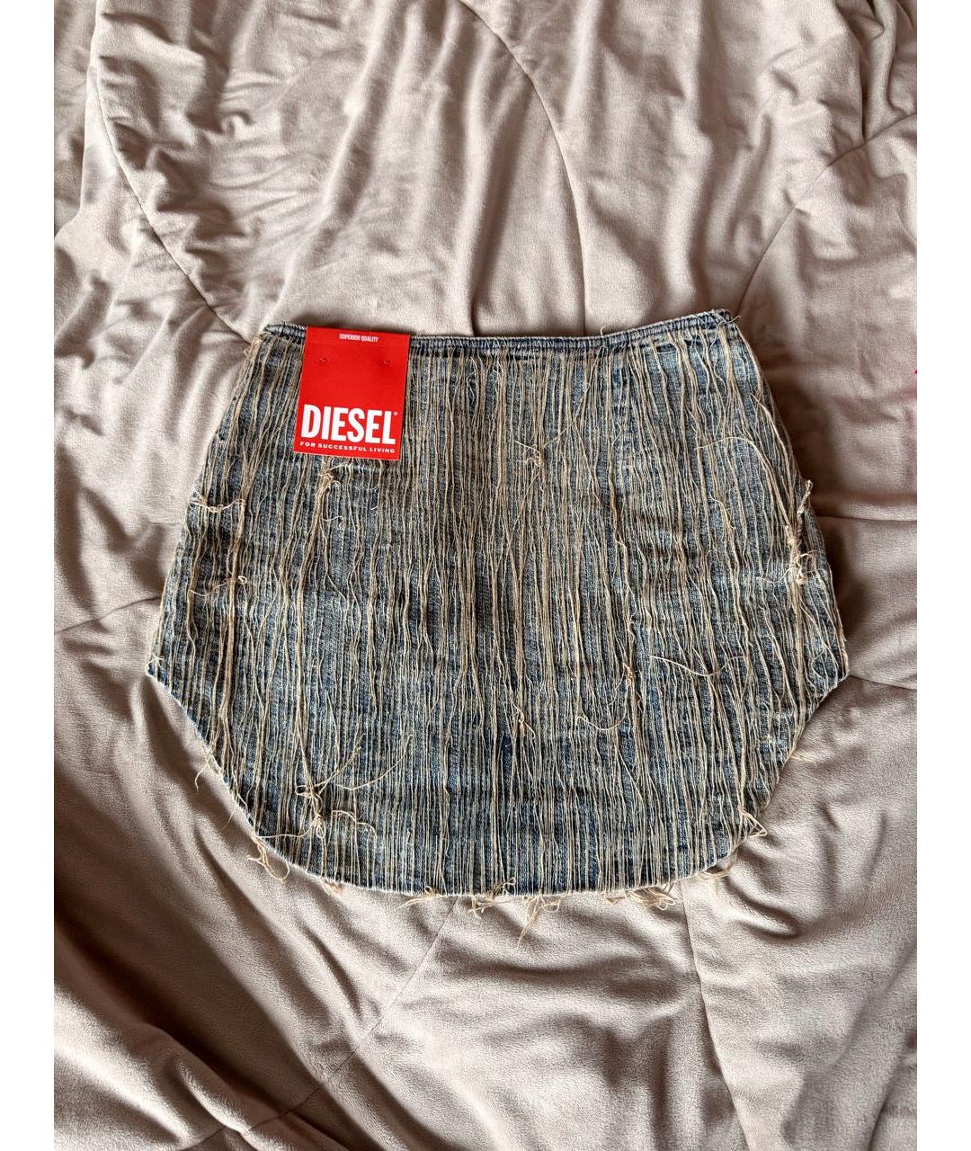 DIESEL Голубая деним юбка мини, фото 2