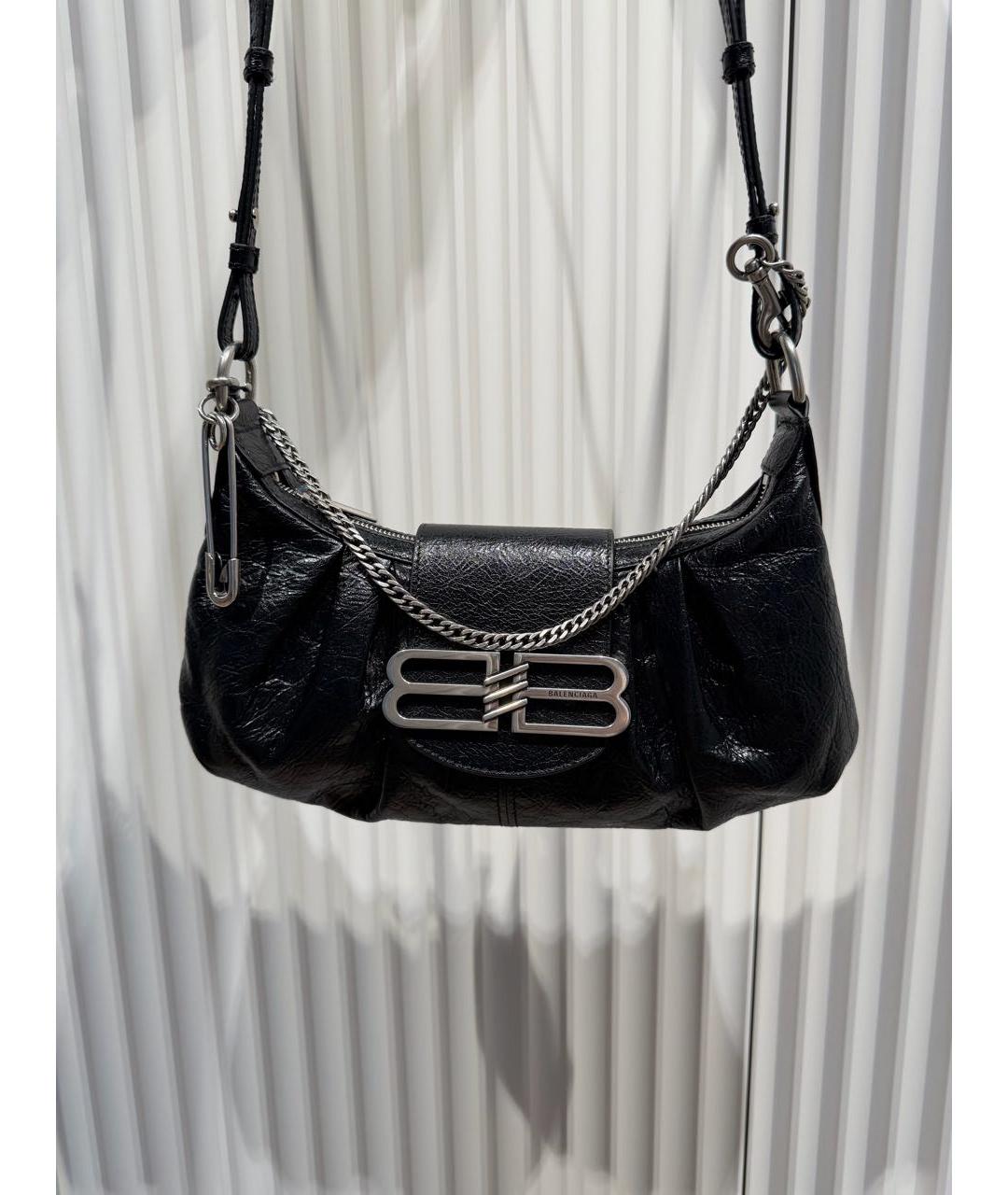 BALENCIAGA Черная кожаная сумка через плечо, фото 8