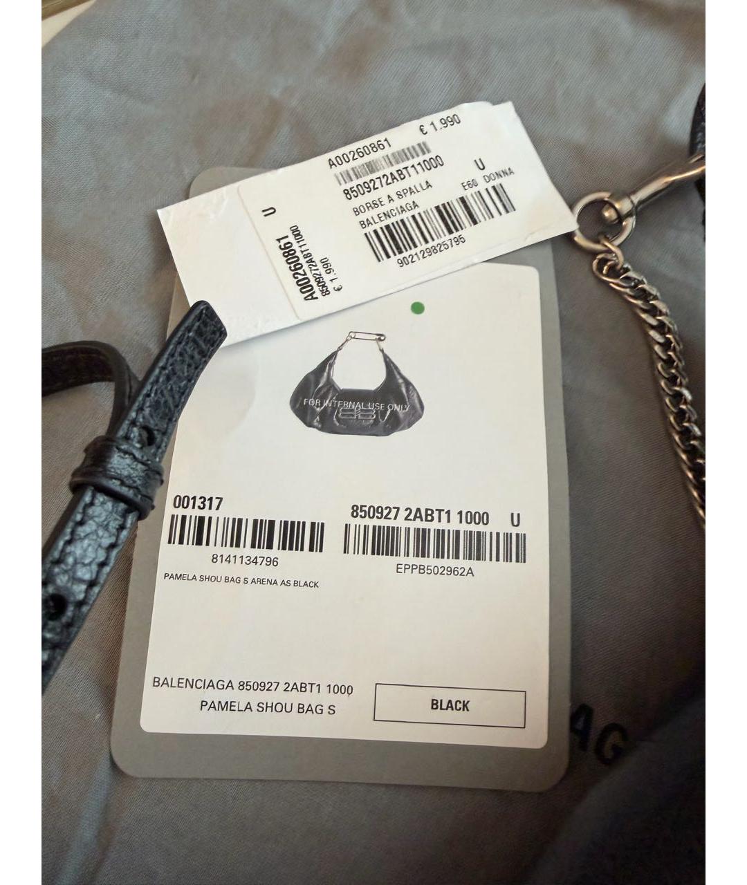 BALENCIAGA Черная кожаная сумка через плечо, фото 6