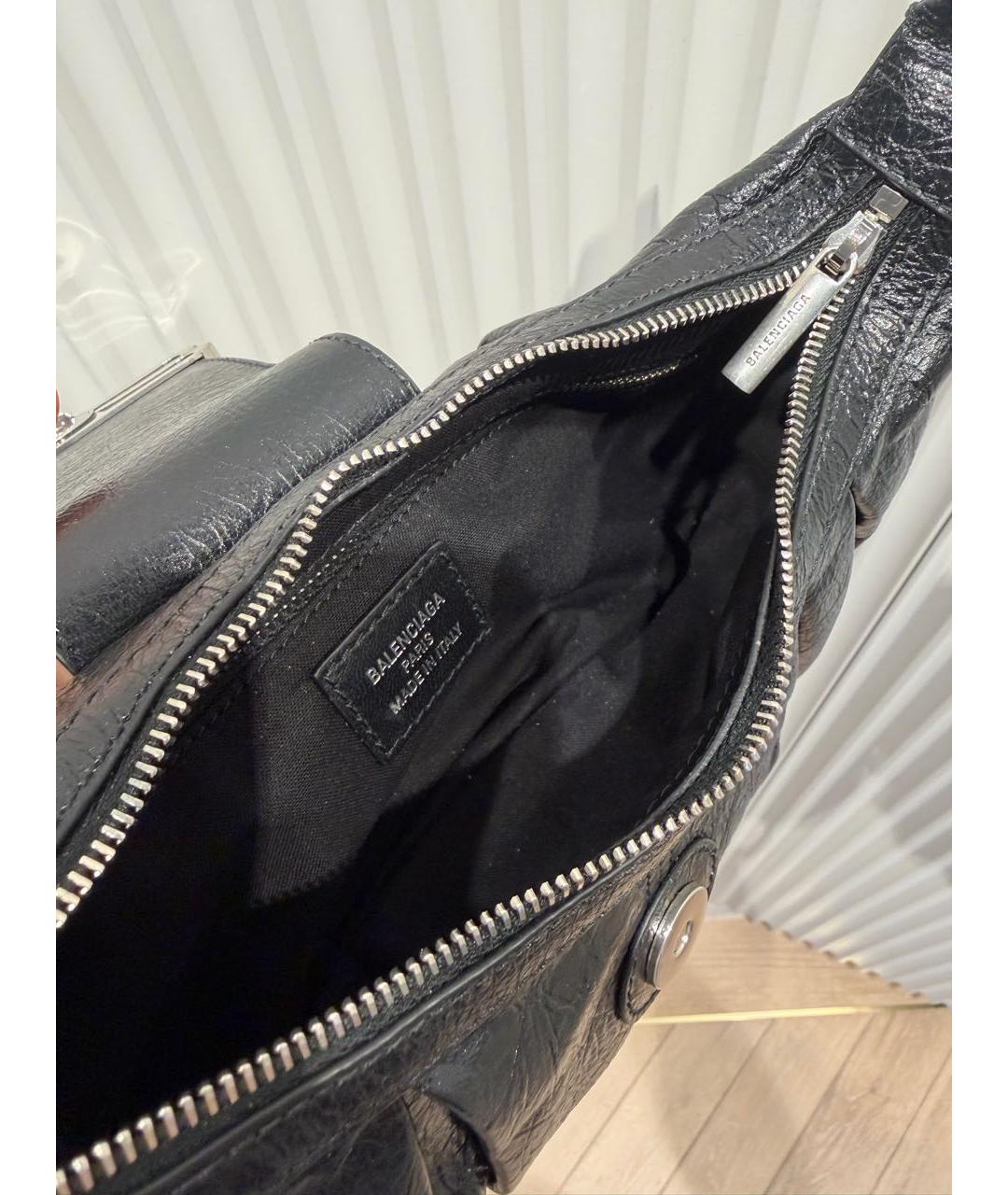 BALENCIAGA Черная кожаная сумка через плечо, фото 4