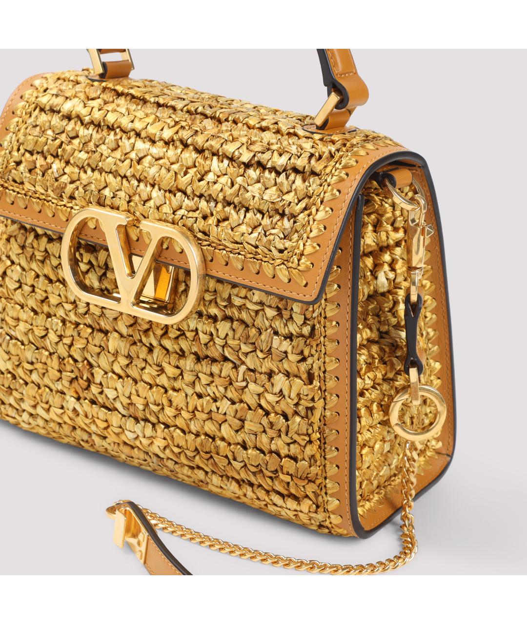 VALENTINO Бежевая пелетеная сумка с короткими ручками, фото 3