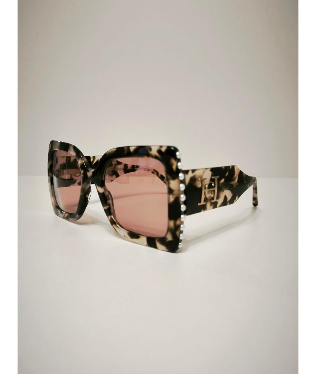 CAROLINA HERRERA Коричневые пластиковые солнцезащитные очки, фото 2