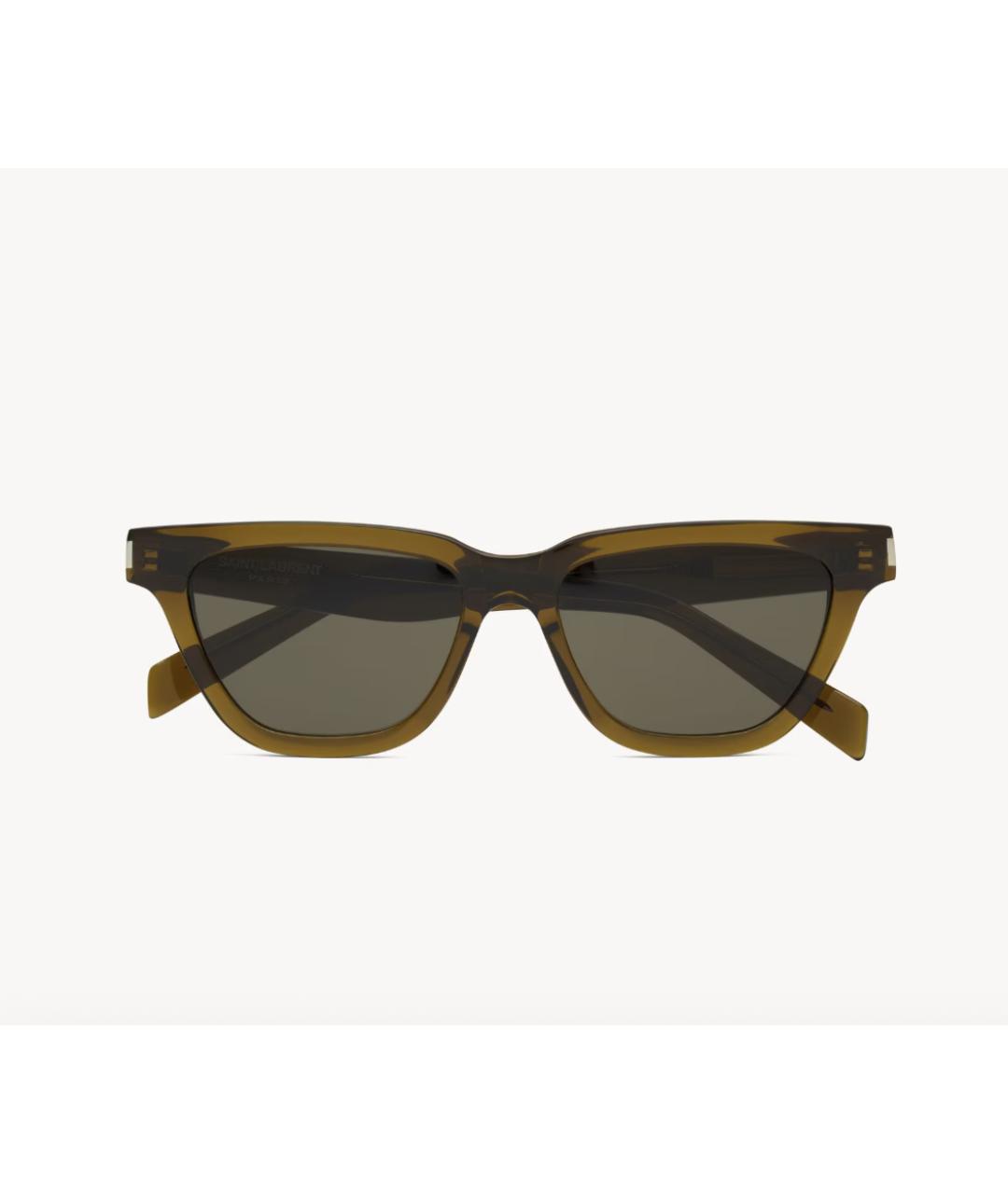 SAINT LAURENT Коричневые пластиковые солнцезащитные очки, фото 2