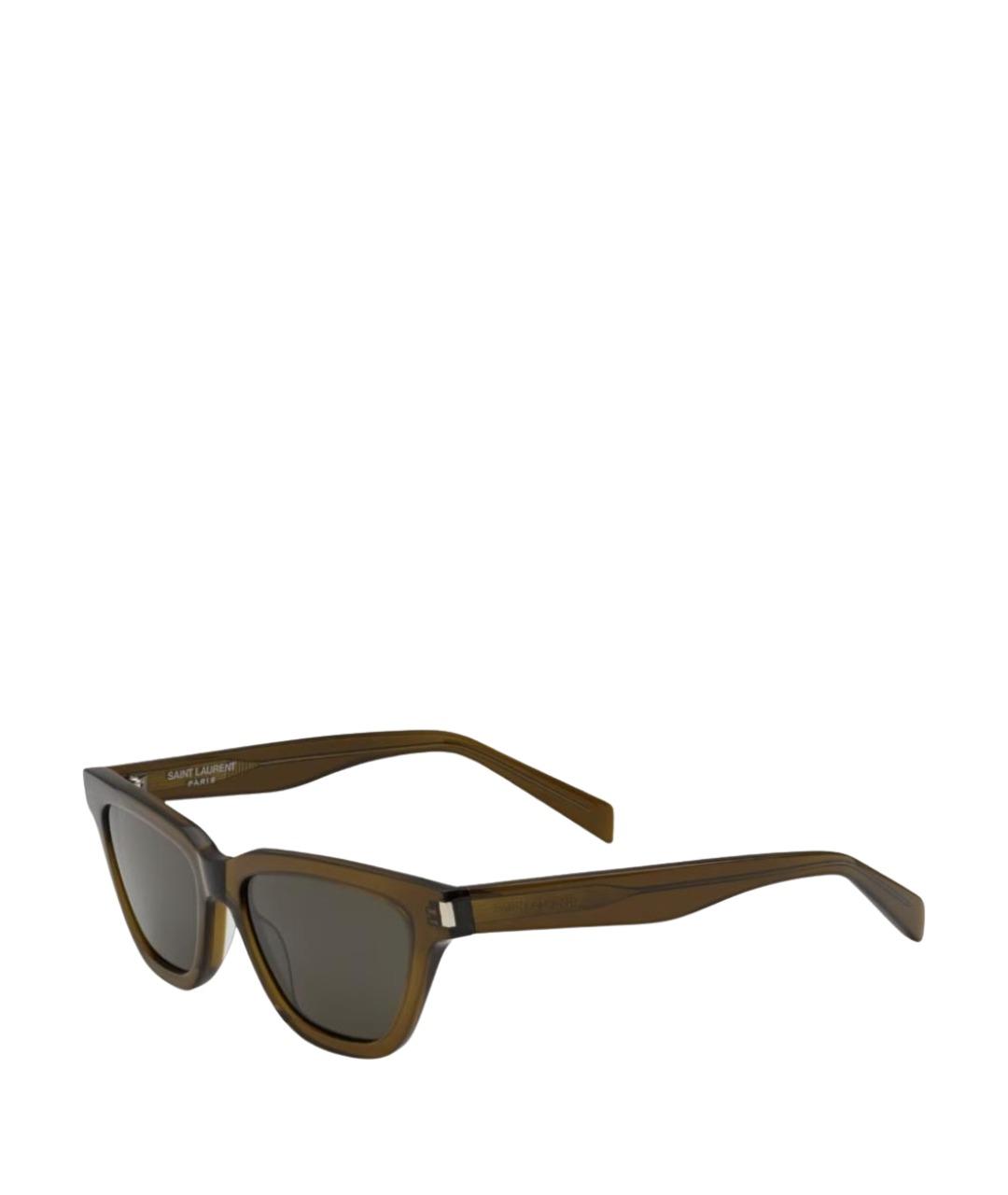 SAINT LAURENT Коричневые пластиковые солнцезащитные очки, фото 1