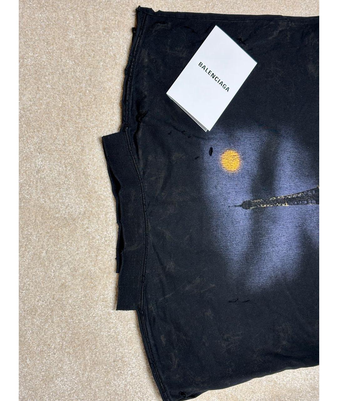 BALENCIAGA Черная хлопковая футболка, фото 2