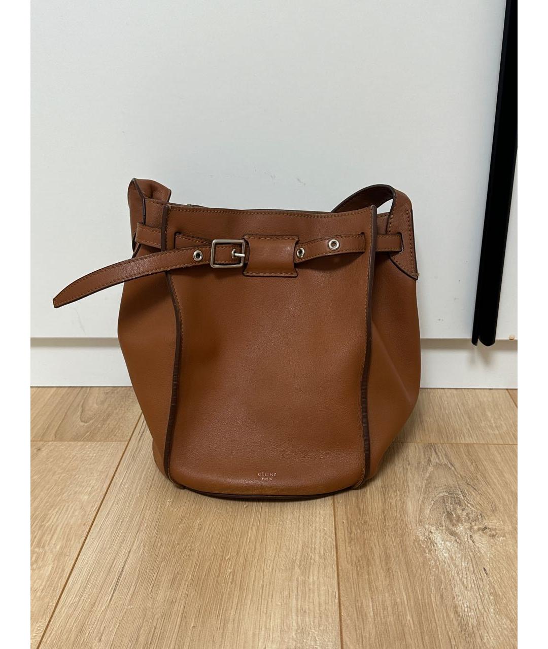 CELINE Коричневая кожаная сумка через плечо, фото 2