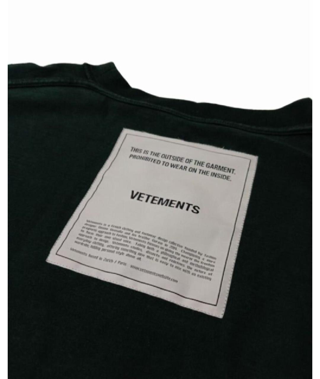 VETEMENTS Зеленая хлопковая футболка, фото 4