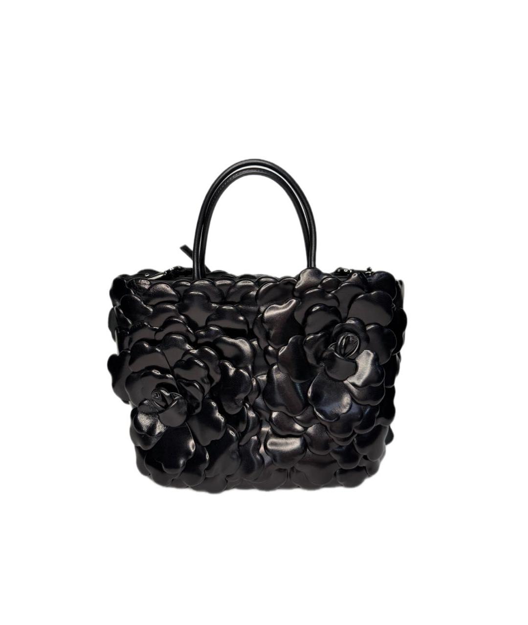 VALENTINO Черная кожаная сумка с короткими ручками, фото 5