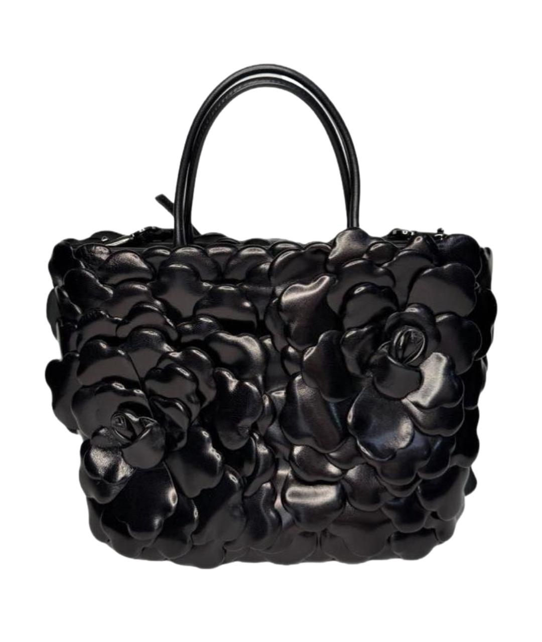 VALENTINO Черная кожаная сумка с короткими ручками, фото 1