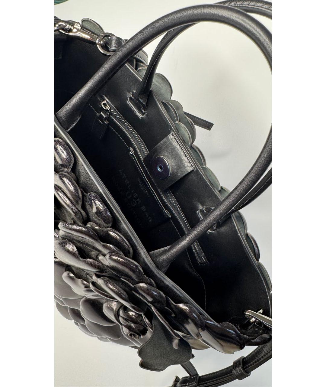 VALENTINO Черная кожаная сумка с короткими ручками, фото 4