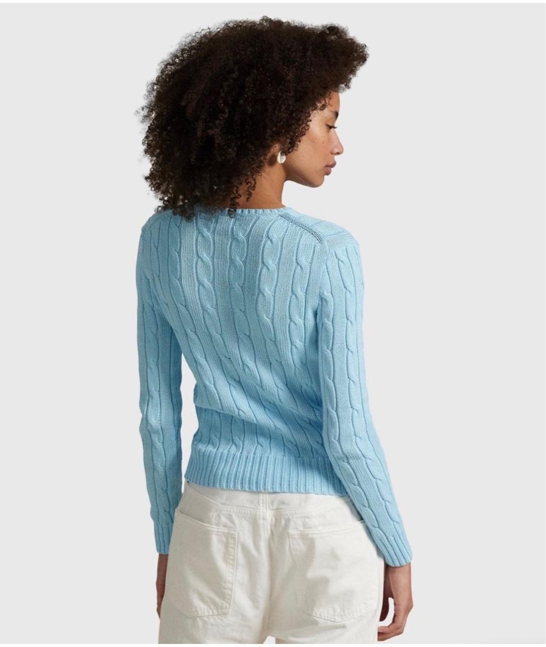 POLO RALPH LAUREN Голубой хлопковый джемпер / свитер, фото 2