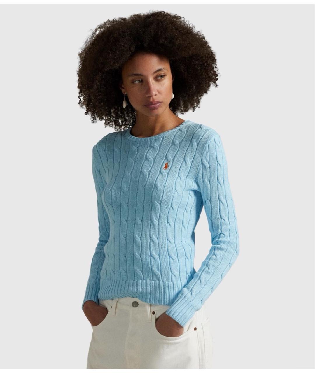 POLO RALPH LAUREN Голубой хлопковый джемпер / свитер, фото 4