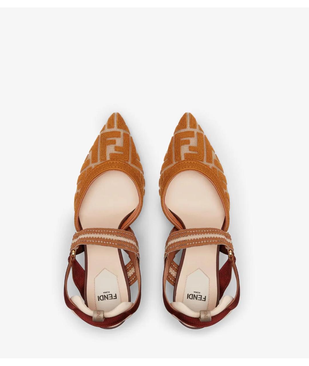 FENDI Коричневые текстильные туфли, фото 4