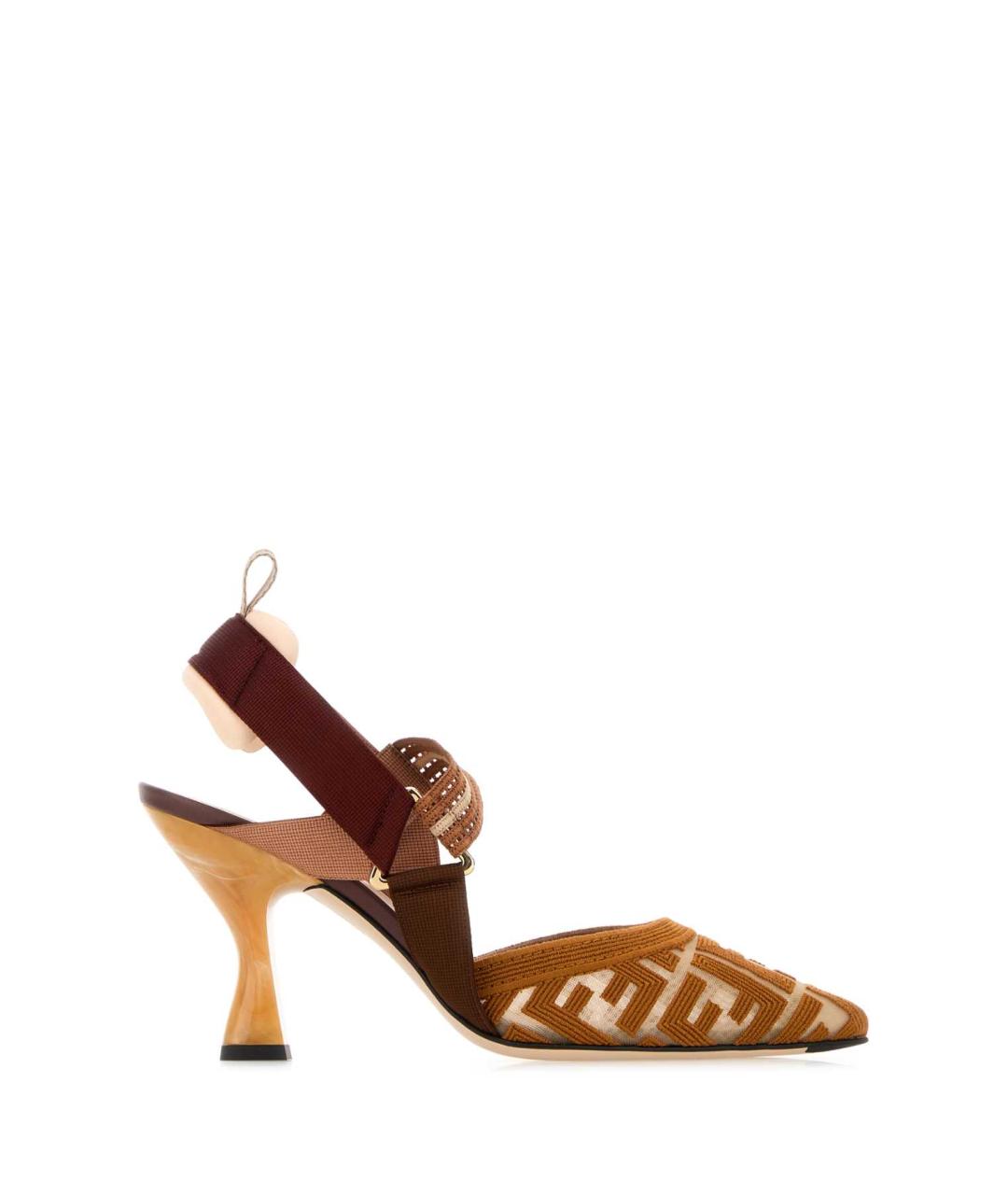 FENDI Коричневые текстильные туфли, фото 1