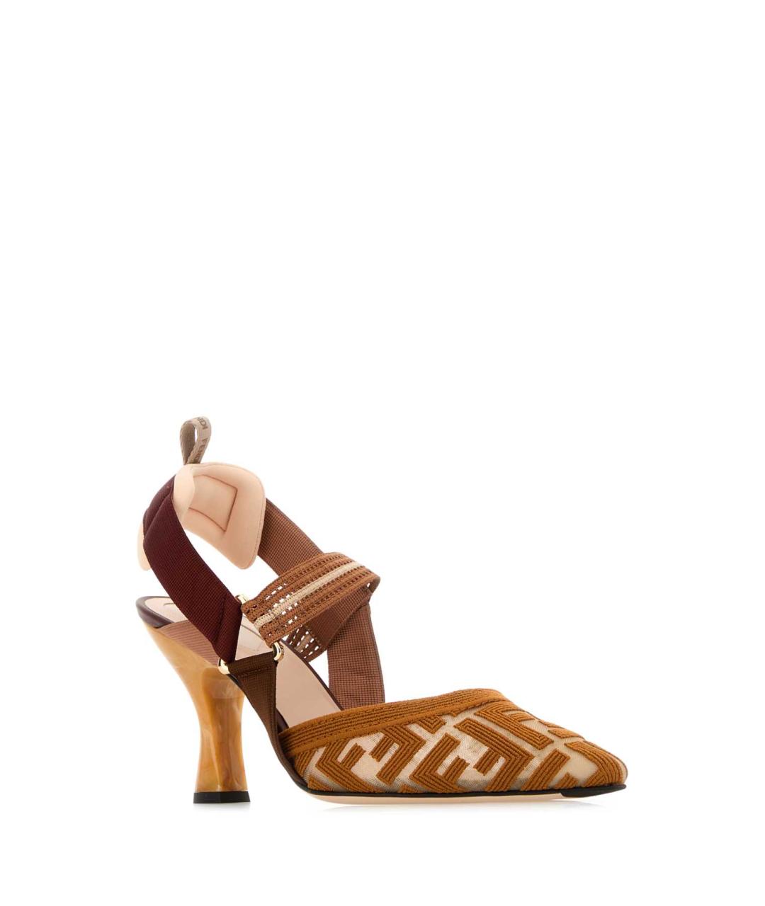 FENDI Коричневые текстильные туфли, фото 2