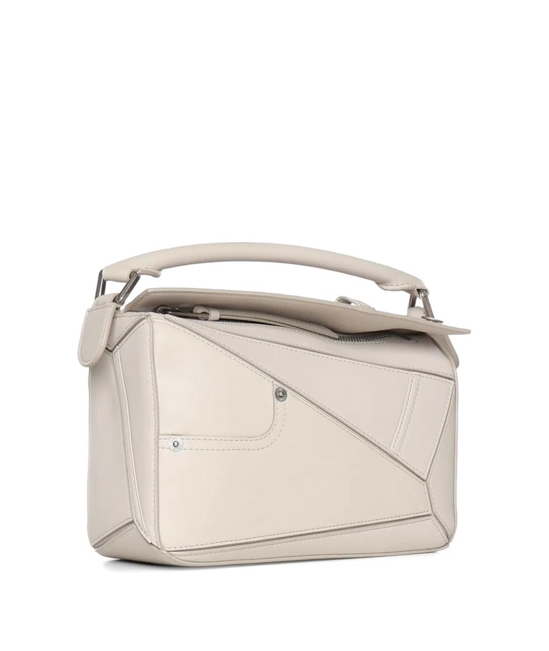 LOEWE Серая кожаная сумка с короткими ручками, фото 3