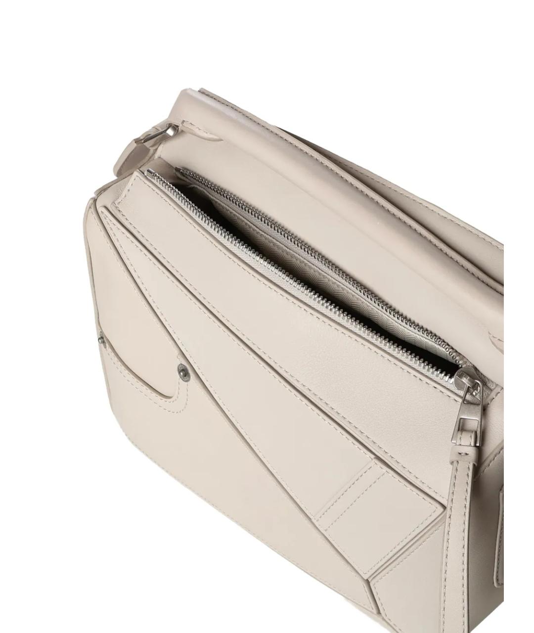 LOEWE Серая кожаная сумка с короткими ручками, фото 4