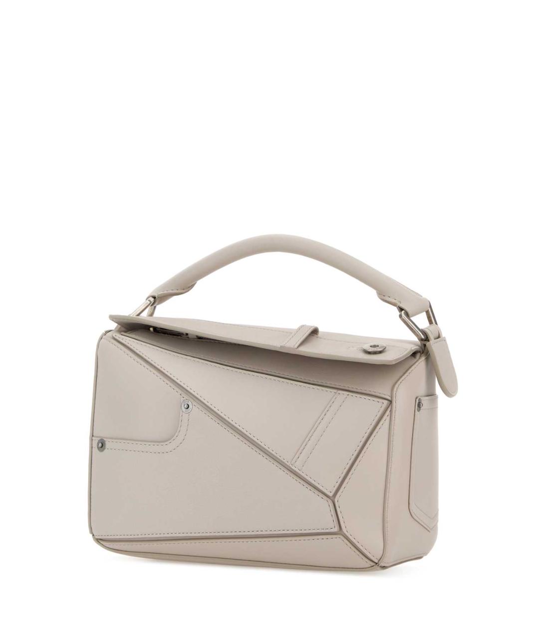 LOEWE Серая кожаная сумка с короткими ручками, фото 2