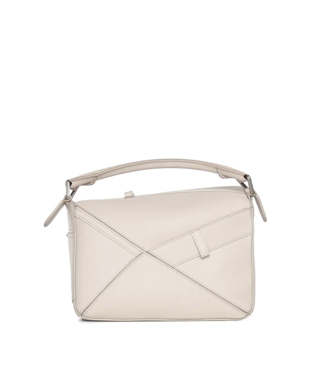 LOEWE Серая кожаная сумка с короткими ручками, фото 5